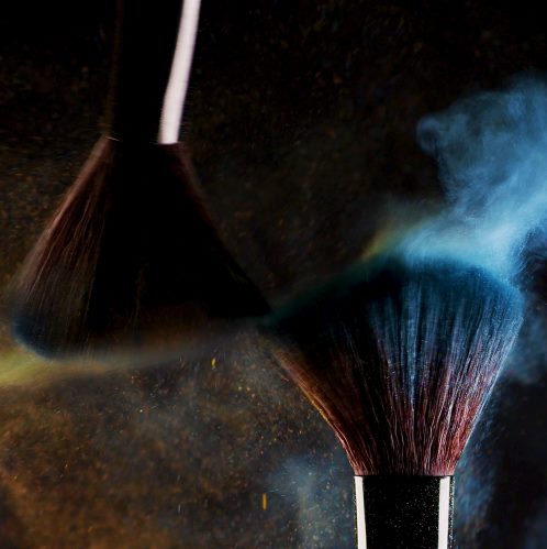 Cosmetic brushes and pigments